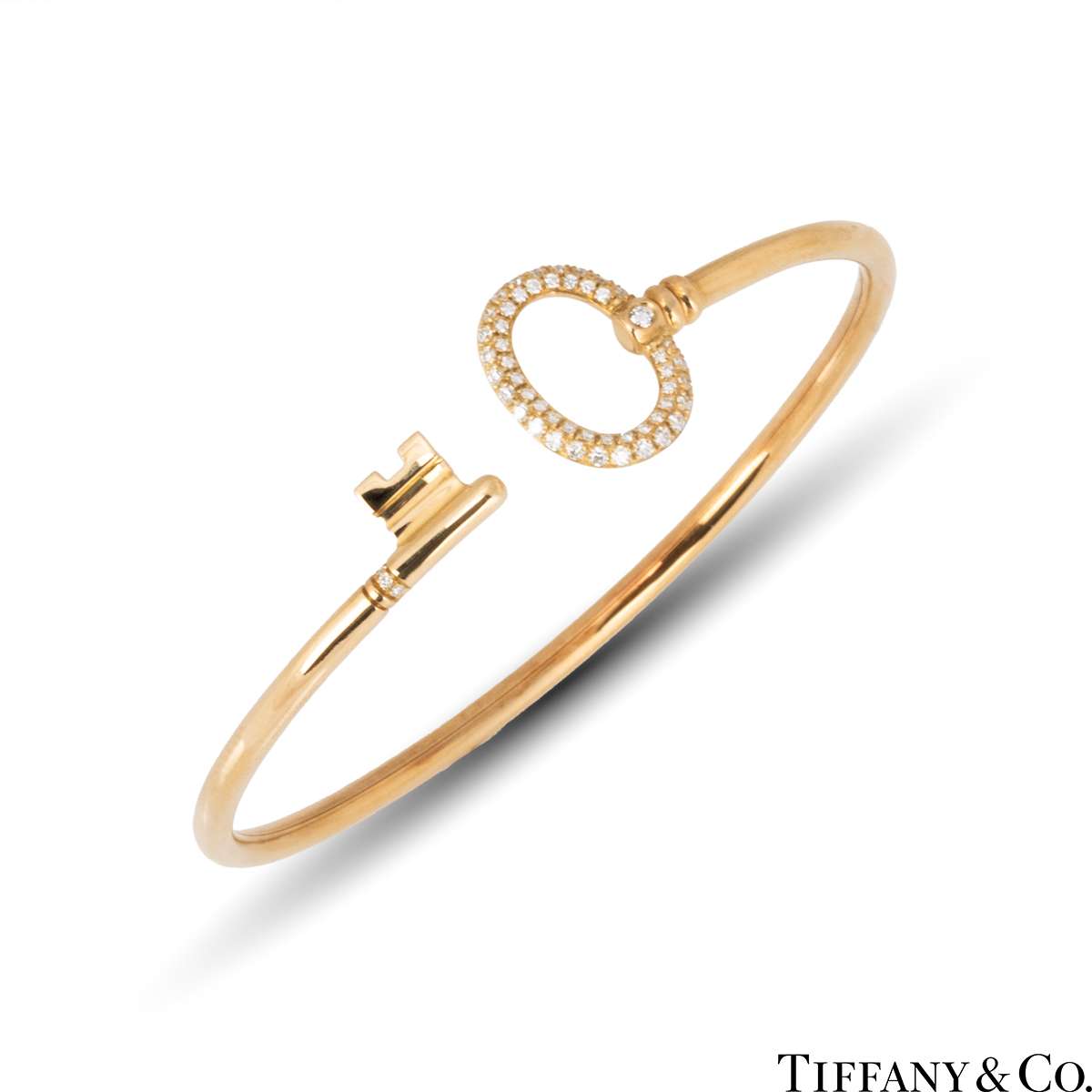 Tiffany & Co. Keys Yellow Gold Diamond Wire Bracelet 0.18ct TDW